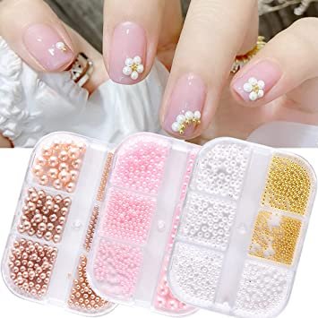 media perlas blancas para uñas y maquillaje