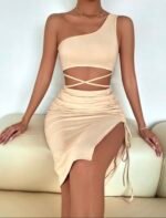 Vestido Con abertura de Shein beige