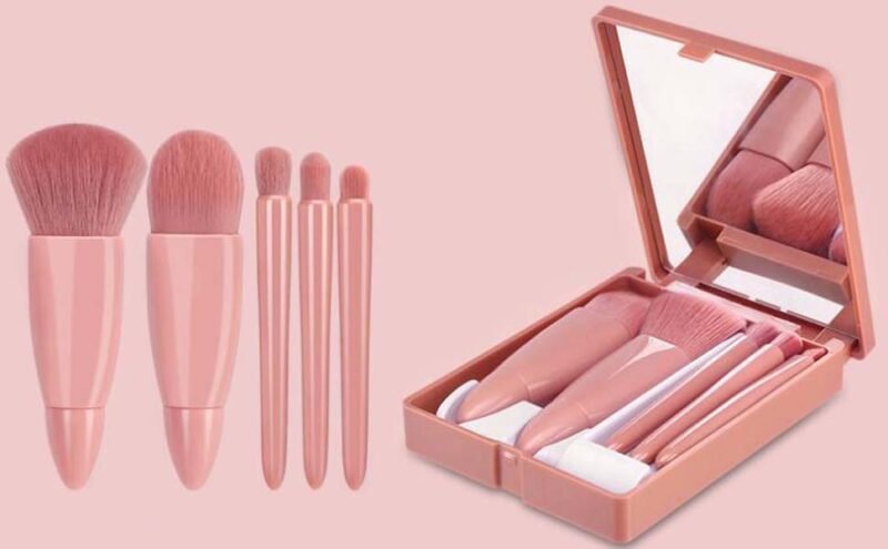 Brochas de rostro con estuche y espejo para viaje - Imagen 4