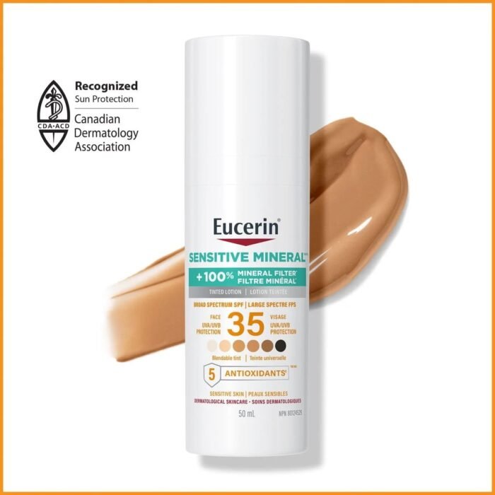Protector solar eucerin Sensitive Mineral SPF 35 Tinted Face Sunscreen Lotion - Imagen 3
